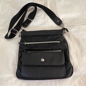 Chicos Black Nylon Multi Zip Crossbody Bag w/Adjustable Strap